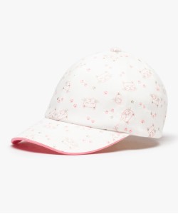 Casquette bébé fille souple à motif chat all over et visière bicolore